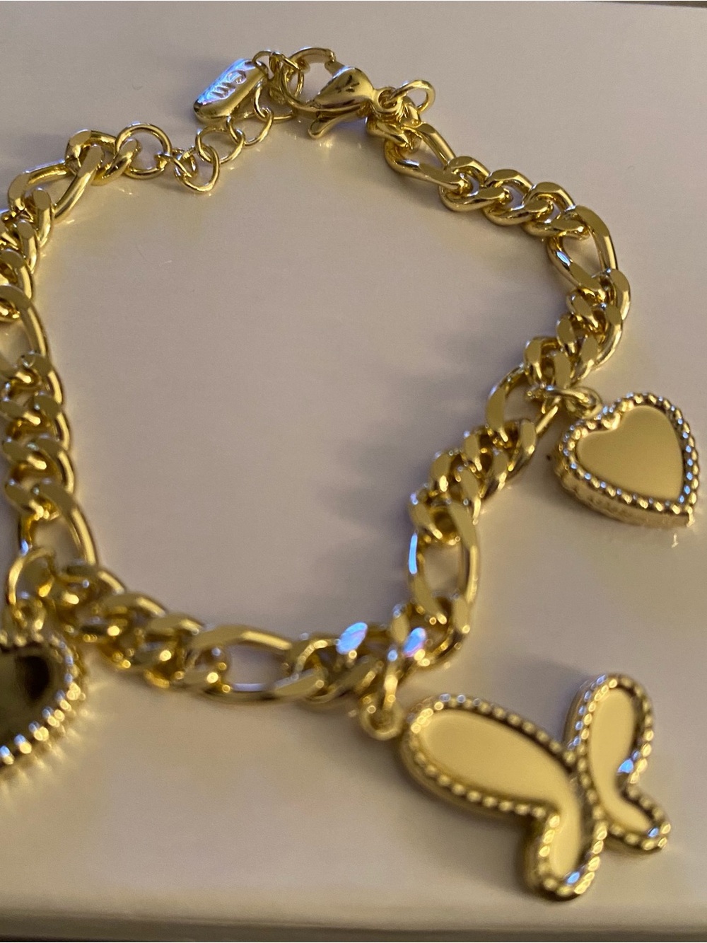 Gold Butterfly & Heart Charm Bracelet - Women Jewelry